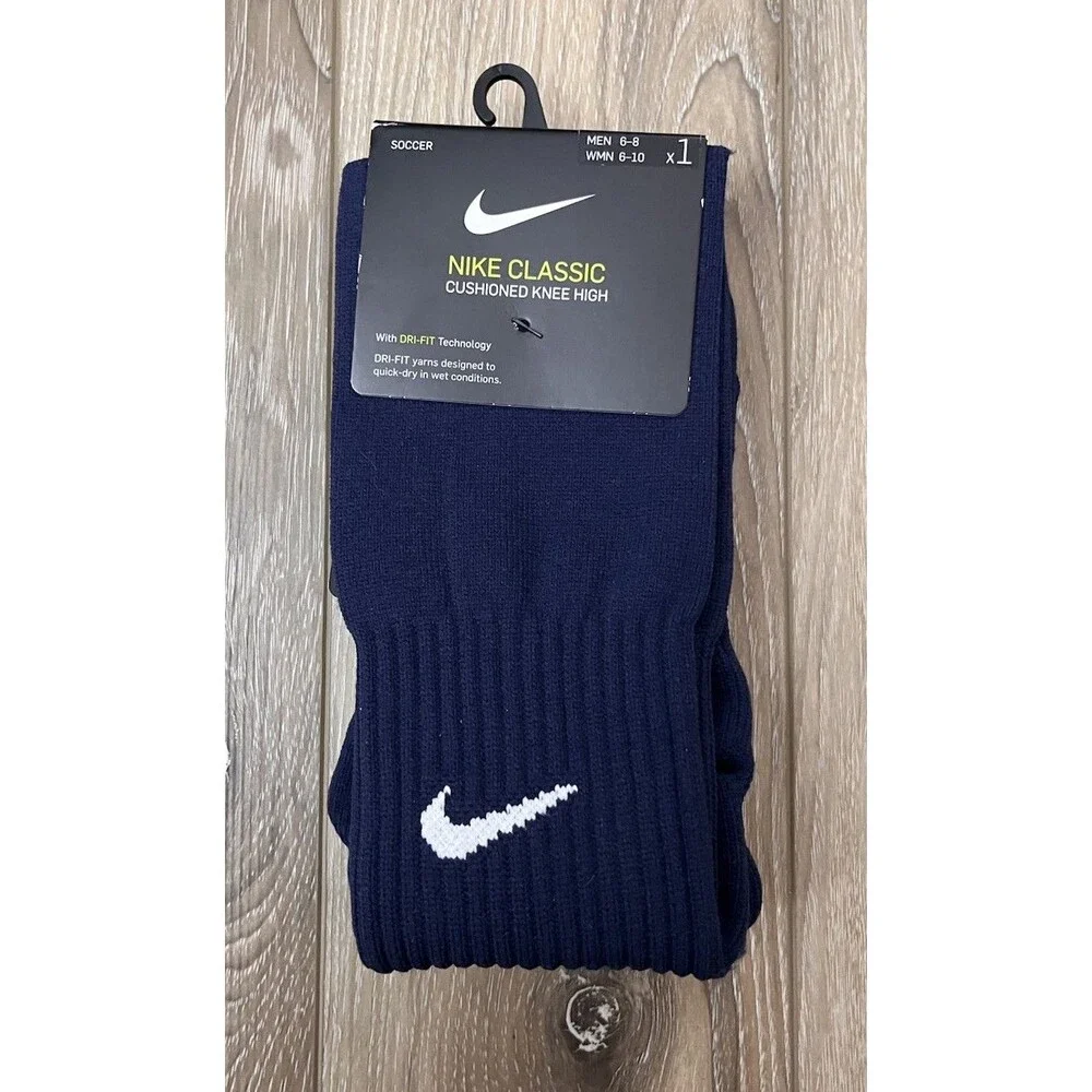 NWT Nike Classic Cushioned Knee High Soccer Socks Blue, Men’s 6-8 Women’s 6-10